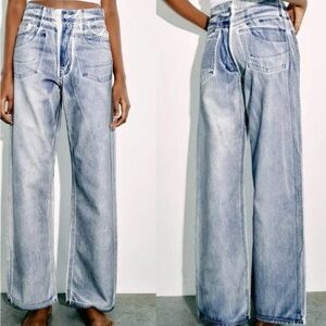 Zara Wide Leg Loose Fit Foil Jeans